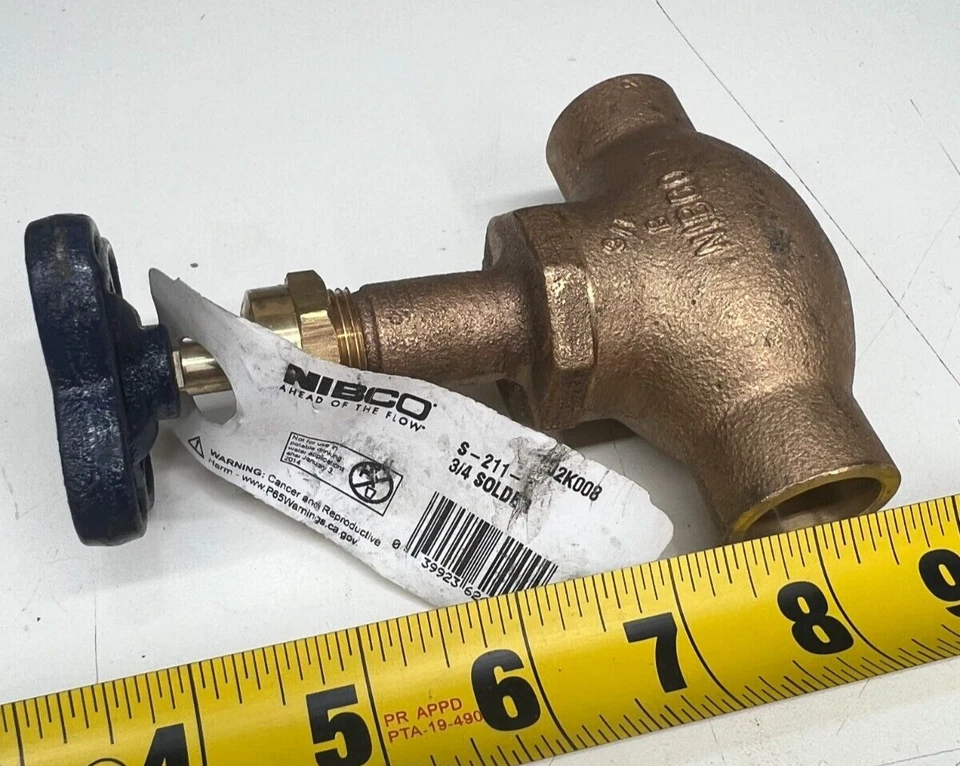 1" Nibco Bronze Globe Valve S-211-Y NJ2K008 Solder 125# 200psi Multi Turn Handle - Image 2 of 2