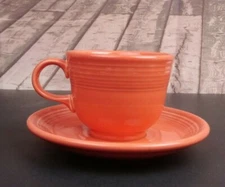 Fiestaware Homer Laughlin China Coffee Cup and Saucer Set Poppy Lead Free