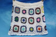Granny Square Boho Crochet Knitted Mini Skirt sz XS / S Hippie, Festival, Retro