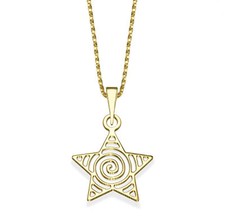 14K Yellow Gold Shooting Star Pendant  Necklace for girls