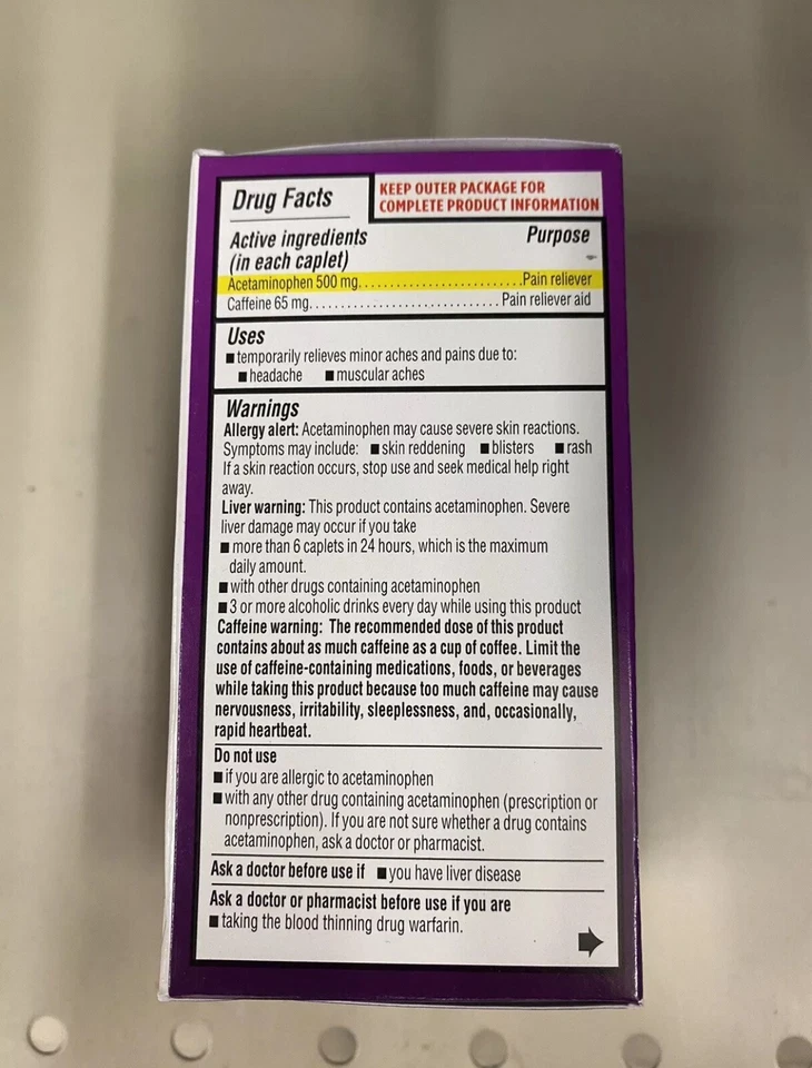 Walgreens Tension Headache 500mg~Compare Excedrin 100 Caplets~Exp.07/2026 - Image 4 of 4