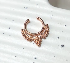 1pc Non-Piercing Rose Gold Beaded Collar Septum Hanger Clip-On Fake Nose Ring
