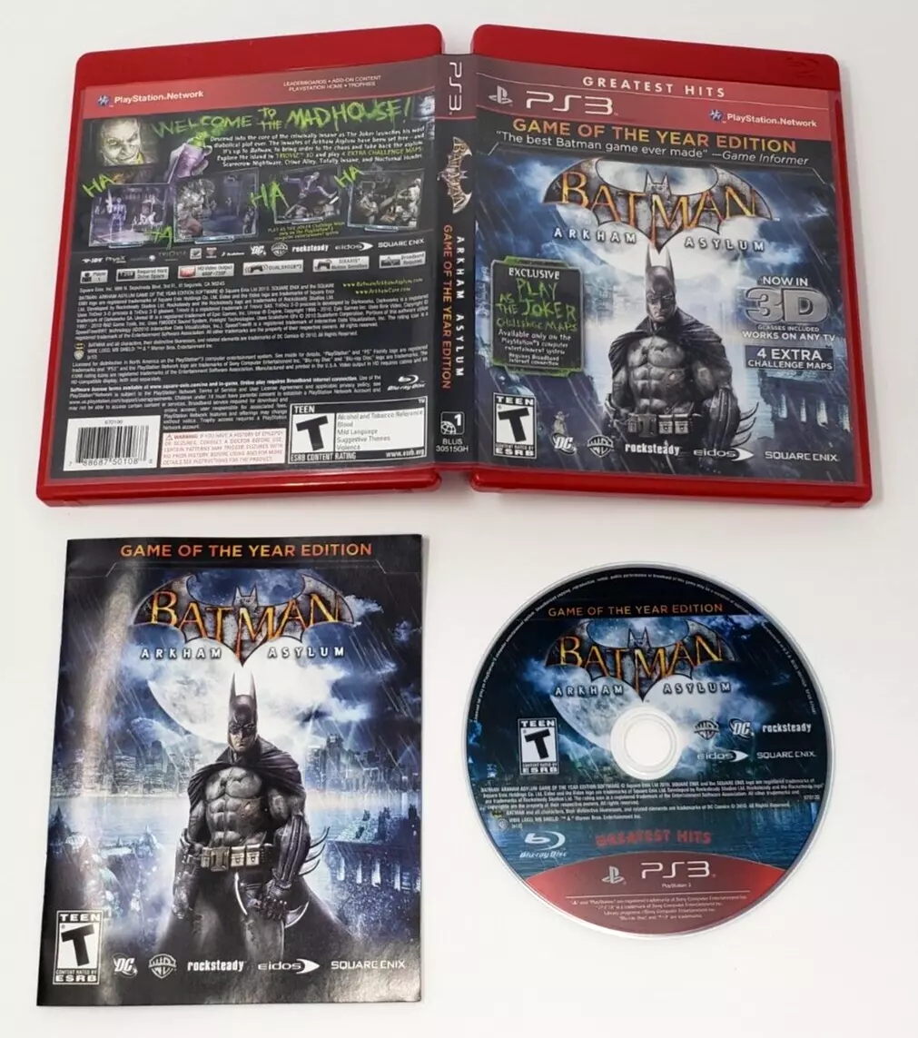 Jogo Batman Arkham Asylum Game of the Year Edition Greatest Hits -  Playstation 3 - Seminovo - Games Guard