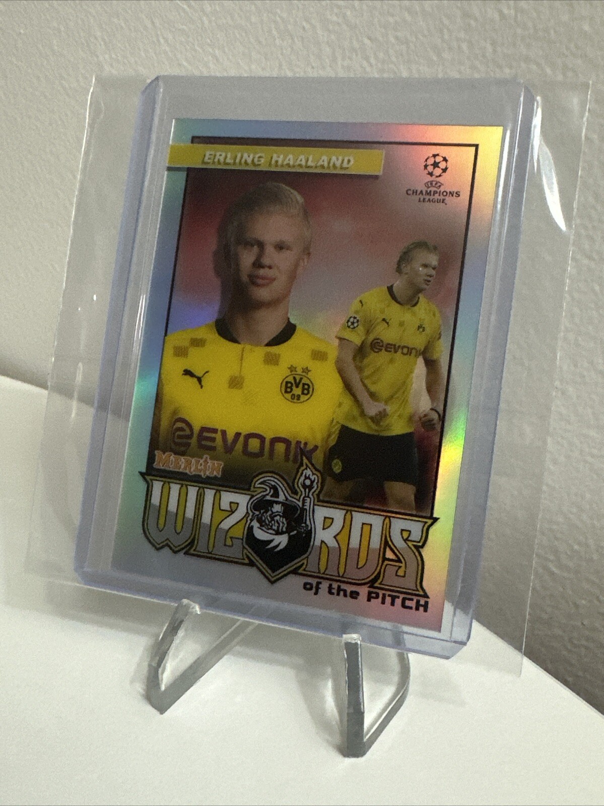 2020-21 Topps Chrome Merlin UEFA Erling Haaland Wizards Of The Pitch Insert