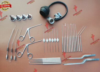 Micro shea,Hartman Ear Forceps,Cannula and Barren Suction Tube Ent Set Of 36