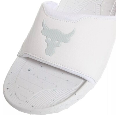 Under Amour Project Rock Slide Sandals White‎ Men\'s Size 8 3023762 101 Under Armour Project Rock Slides  main image 3