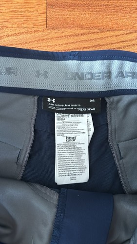 Under Armour Mens Shorts W34 Navy Blue Zip Fly Golf Sports Heatgear PERFECT - Picture 3 of 6