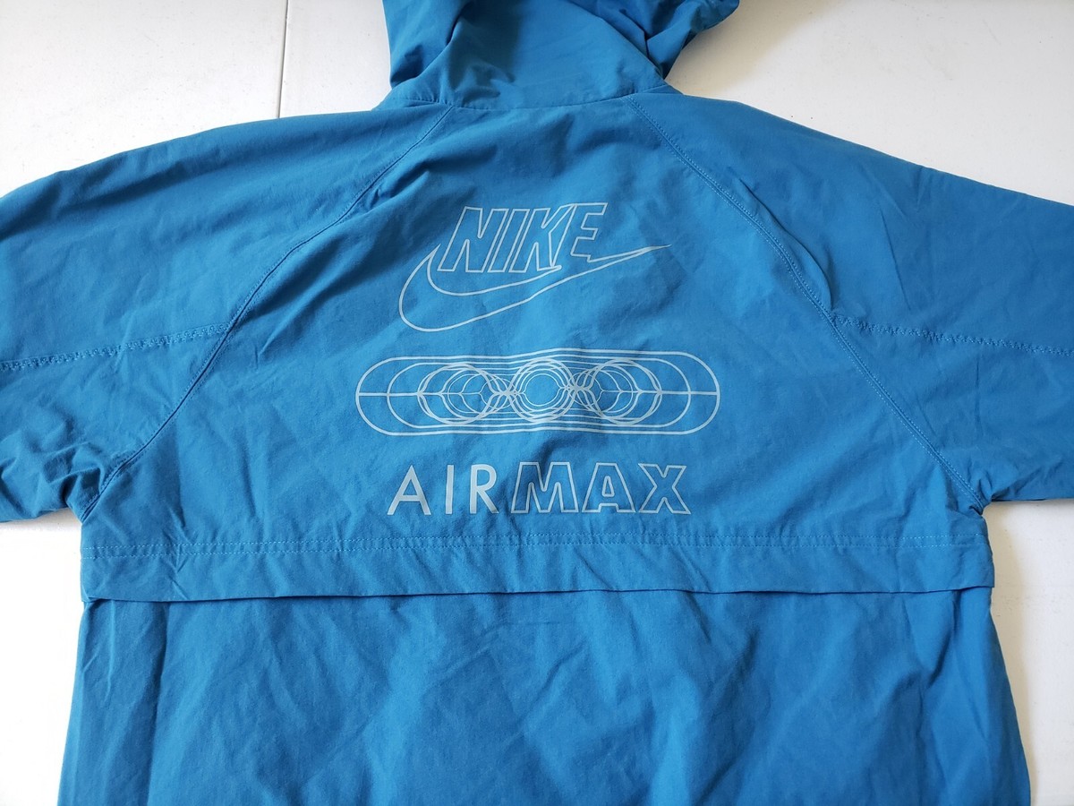 New Nike Sportswear Air Max Woven Full Zip Blue Jacket Men's Size