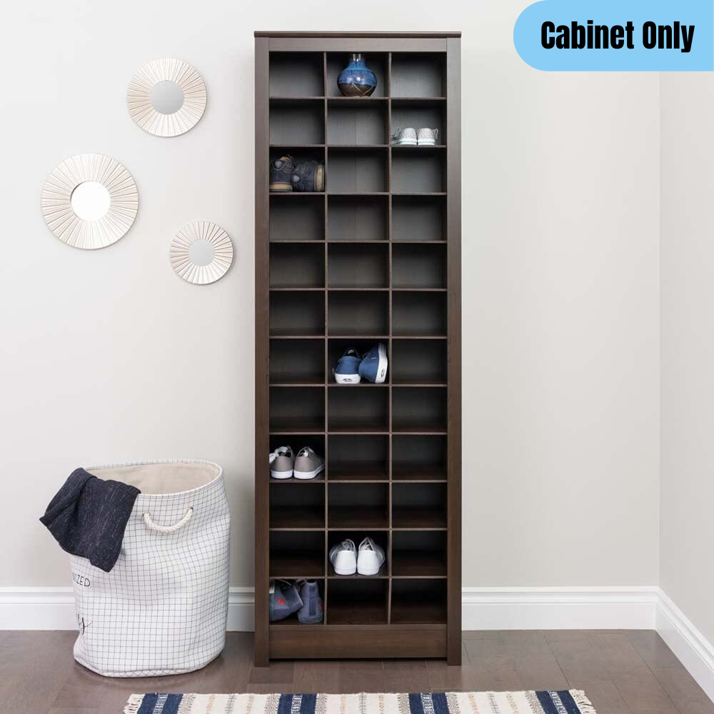 New Space-Saving 36 Pair Shoe Storage Cabinet With Cubbies, 