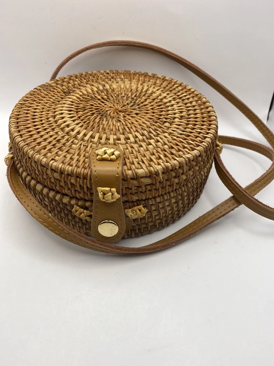 Urban Outfitters Rattan Circle Bag Checked Liner