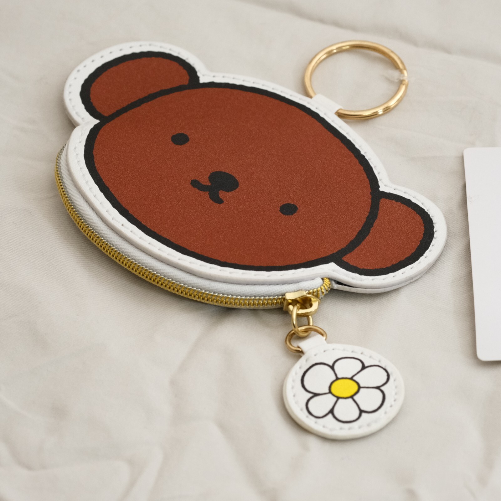 Boris Bear Faux Leather Coin Purse with Zipper Keychain Wallet Miffy Bruna