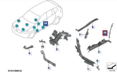 BMW X4 G02 B-Pillar Left Cable Duct 61136826255