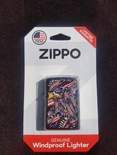 Zippo American Eagle Flag Head Windproof Lighter Made in USA - Date Code: L 22