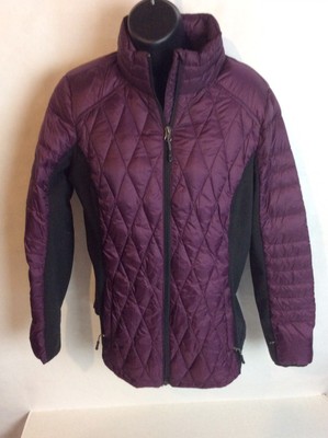 black and purple puffer jacket