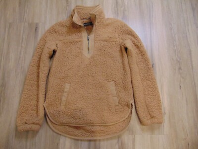 Abercrombie Fitch sherpa womens pullover brown small kangeroo