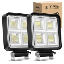 Nilight LED Tractor Lights LED Pod Lights Square 2PCS 4 Inch 64LED Flood LED