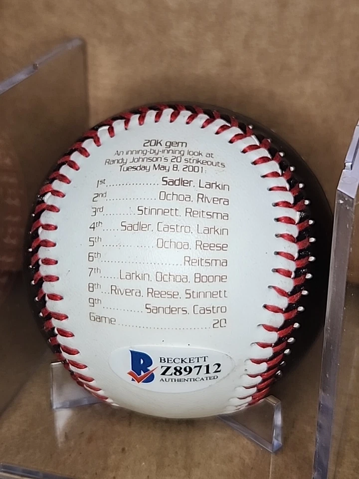 May 8, 2001  20K's ARIZONA RANDY JOHNSON AUTOGRAPHED BASEBALL Beckett Read Below - Image 2 of 4