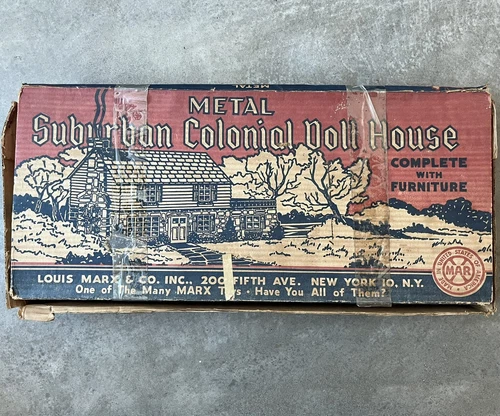 Marx 1950’s Two Story Metal Suburban Colonial Doll House 4052