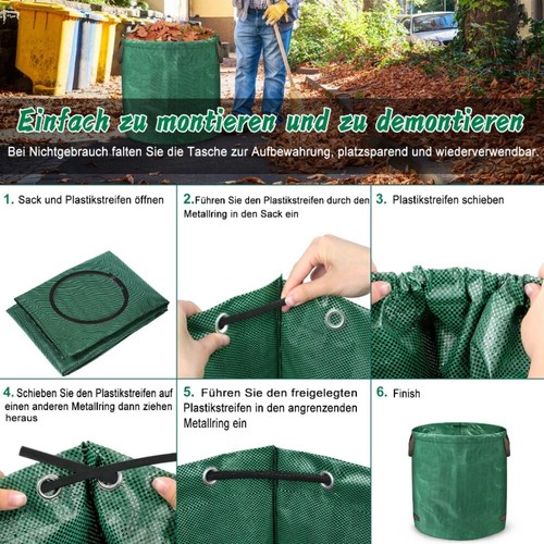 4/8tlg Gartensack Säcke Laubsack Gartenabfallbehälter 272/300L Gartentasche - Bild 5 von 28