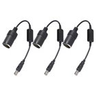 3Pcs Reusable Car Charger USB to Lighter Adapter Cable Black PVC Power Converter