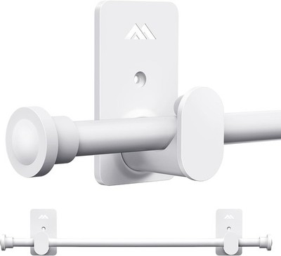 No-Drill Curtain Rod Set 30 45  | 5/8  Diameter | White | 3M Adhesive Brackets