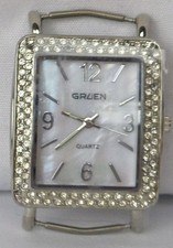 Gruen Woman Quartz Watch Square Bling Crystal Japan Movement FACE ONLY New