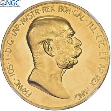 [#845350] Austria, Franz Joseph I, 100 Corona, 1908, Kremnica, Gold, NGC, UNC, K