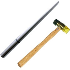 Steel Ring Mandrel Unmarked with Dual-Head Jeweler's Hammer for Jewelry Making