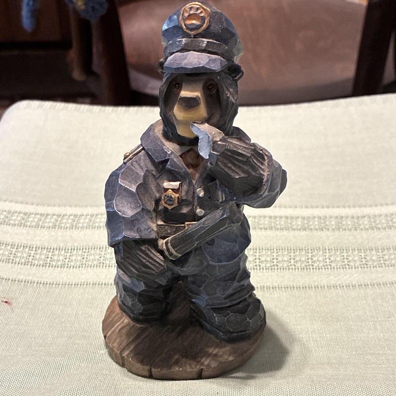 Bear police Figurine Statue w/ Flashlight & Radio