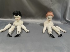 2 China Doll Heads 3.5 Black Hair/Blue Eyes Red Hair Blue Eyes Arms Legs