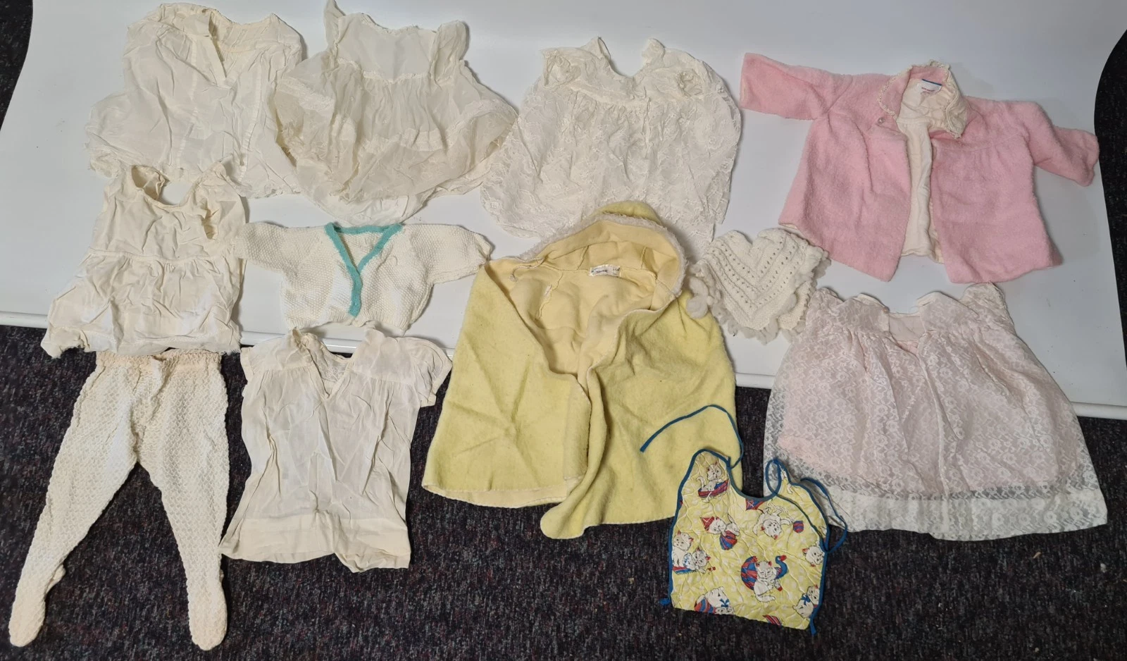 Collection of 12 Vintage 1950/60's Baby's Clothes Dresses, Cape & Bib Etc