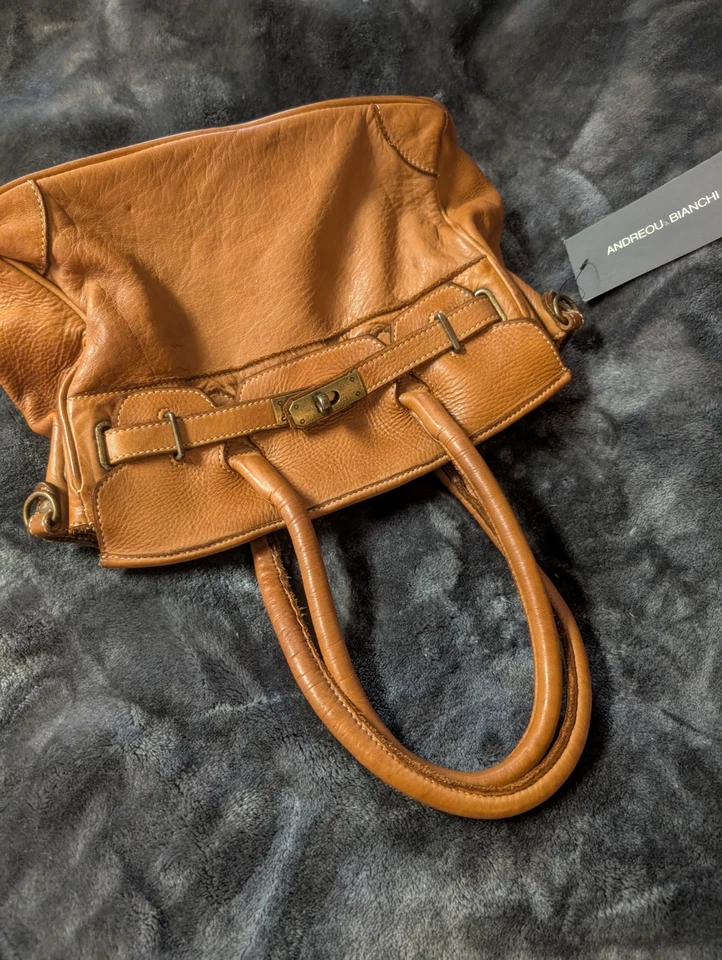 Andreou & Bianchi Vintage italienische Schultertasche weiches gewaschenes Kalbsleder - Bild 2 von 4