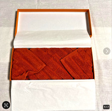 Asciugamano HERMES 100% cotone arancione mai usato con scatola