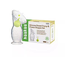 haakaa Breast Pump with Suction Base and Flower Stopper 4oz Capacity