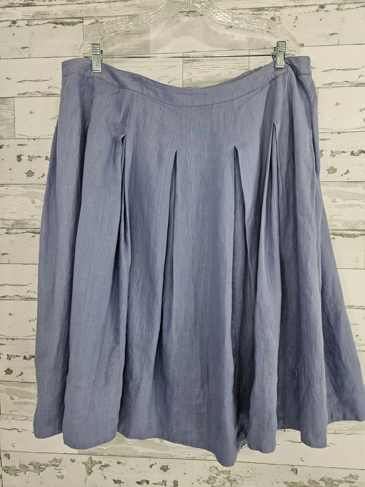 Talbots Women's 18W Light Blue Linen A Line Pleated Skirt