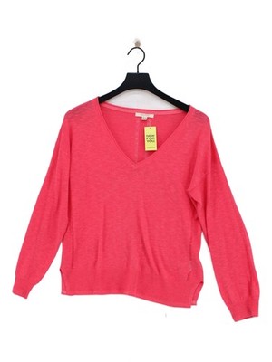 White Stuff Damen Pullover UK 10 Rosa Baumwolle mit Leinen V-Ausschnitt Pulli