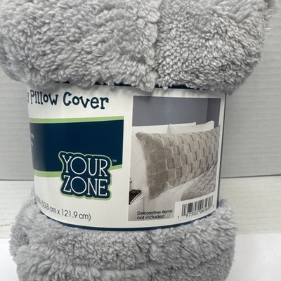 Your Zone 48'' x 20 body pillow cover, super soft and comfy, Zip closure, Gray