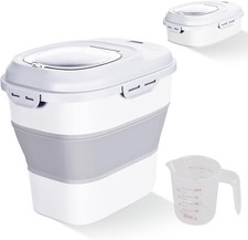 Cereal Rice Food Storage Containers, Collapsible 20 to 50 Lbs Dispenser Bin with
