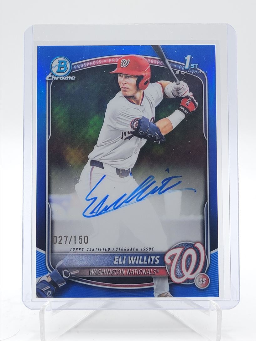 ELI WILLITS 2025 BOWMAN CHROME DRAFT 1ST BLUE REFRACTOR AUTO /150 Q3855