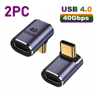 USB C 90 Degree Adapter, Right Angle L Shape USB Type C Male to Female (2 Pack)