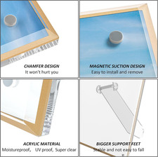 Acrylic 3.5x5 Picture Frame with Gold Edge Pack of 3, Clear Magnetic Tabletop...