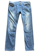 True Religion Zach 42x34 USA Made Light Wash Faded Flap Pocket Y2K Jeans