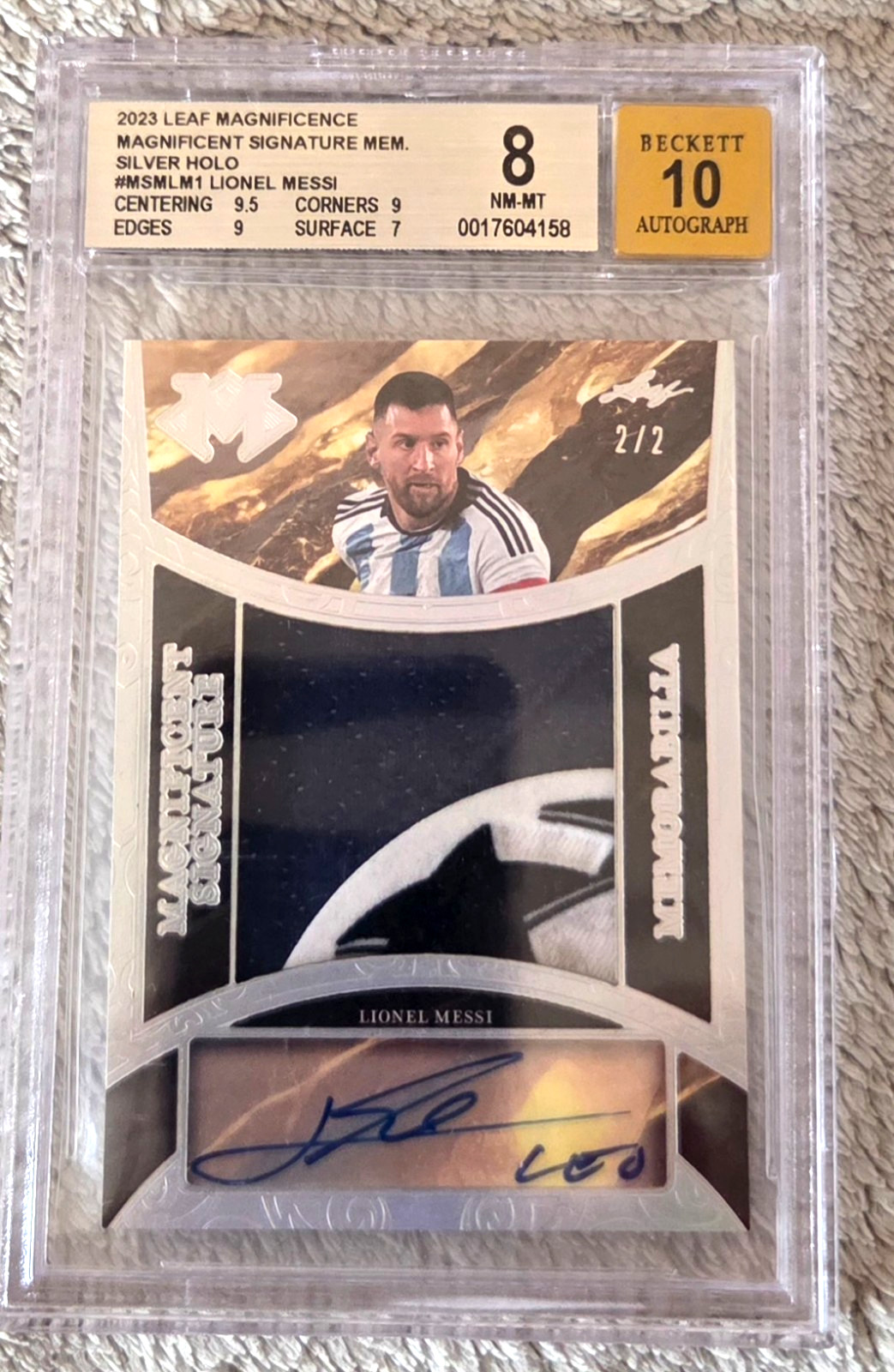 2023 Lionel Messi Leaf Magnificence Auto/Patch BGS-8/10 "only /2 in the world!" view 3