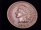 1902 Indian Head Cent, Very Fine to nearly Extra Fine grade.