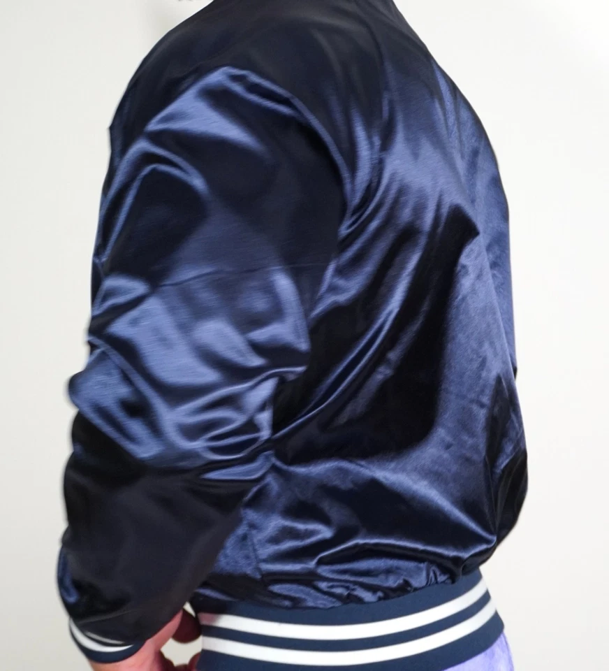 NEW MEN'S SATIN DARK BLUE JACKET LARGE - Image 4 of 4