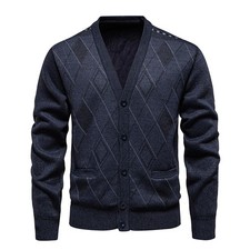 Sweater Fleece-lined Padded Cardigan Knitwear Men Thickened Cardigan Sweater   