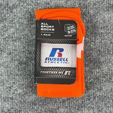Russell Athletic Socks Kids Youth Size 9-2.5 All Sport Orange Baseball USA NEW