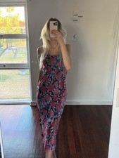 FUZZI Floral Mesh Dress Made in Italy Size L Vintage Sleeveless