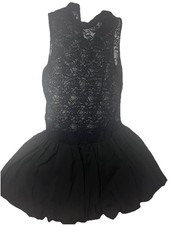 SHEIN Black Lace Fit & Flare Sleeveless Short Dress Keyhole High Neck Sz S