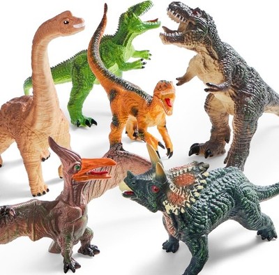 Joyfy 6 Piece Jumbo Dinosaur Toys Set, Large Soft Realistic Rubber